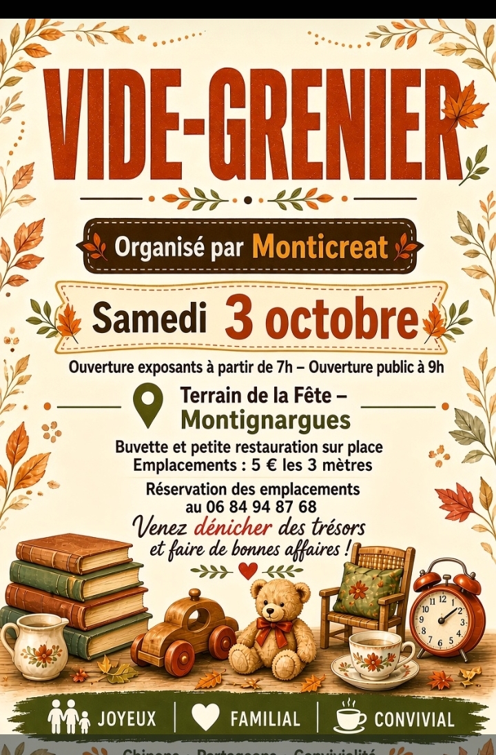 affiche vide-grenier du samedi 03 octobre 2026